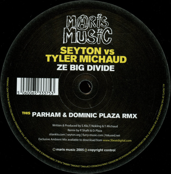 Ze Big Divide by Seyton Vs. Tyler Michaud - 12", UK. 2005. Electronic/Progressive House Mint (M) Near Mint (NM or M-) - vinyl For Sale in Nottingham. - 2