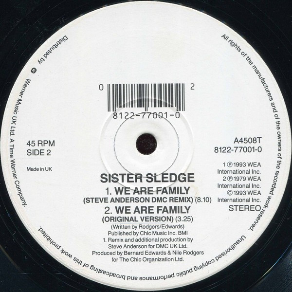 We Are Family '93 Mixes by Sister Sledge - 12", UK. 1993. Electronic/Disco Very Good Plus (VG+) Very Good Plus (VG+) - vinyl For Sale in Nottingham. - 4