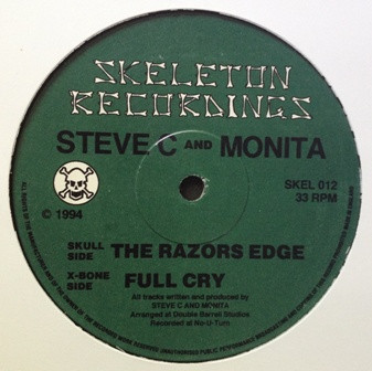 The Razors Edge / Full Cry by Steve C & Monita* - 12", UK. 1994. Electronic/Drum n Bass, Jungle Very Good Plus (VG+) Generic vinyl Nottingham.