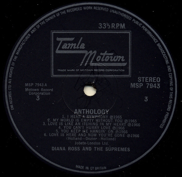 Anthology by Diana Ross & The Supremes* - 3xLP, Comp, UK. 1974. Funk / Soul/Rhythm & Blues Very Good (VG) Fair (F) - vinyl For Sale in Nottingham. - 5