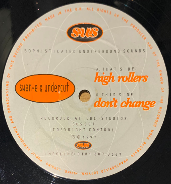 High Rollers / Don't Change by Swan-E & Undacut - 12", UK. 1997. Electronic/Jungle, Drum n Bass Near Mint (NM or M-) Generic vinyl Nottingham.