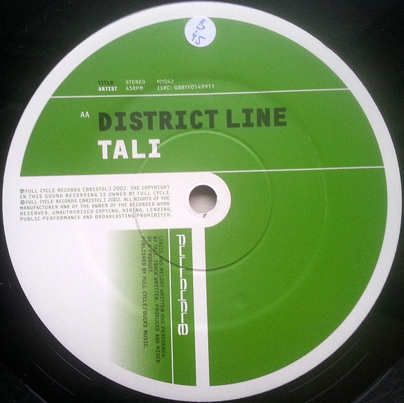 Lyric On My Lip / District Line by Tali - 12", UK. 2002. Electronic/Drum n Bass Good Plus (G+) Generic - vinyl For Sale in Nottingham. - 2