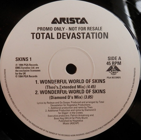 Wonderful World Of Skins by Total Devastation - 12", Promo, UK. 1994. Hip Hop/ Near Mint (NM or M-) Generic vinyl Nottingham.