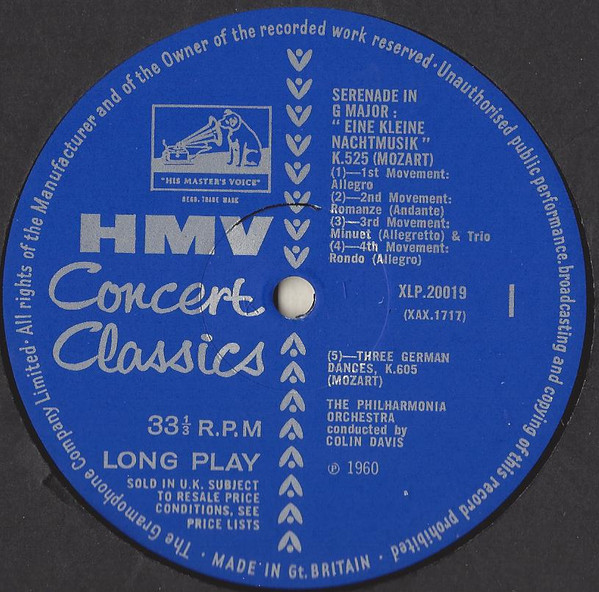 Night Music by Mozart*, Philharmonia Orchestra, Colin Davis* - LP, Mono, RE, UK. 0. Classical/Classical, Serenade, Orchestra Very Good (VG) Good Plus (G+) - vinyl For Sale in Nottingham. - 3