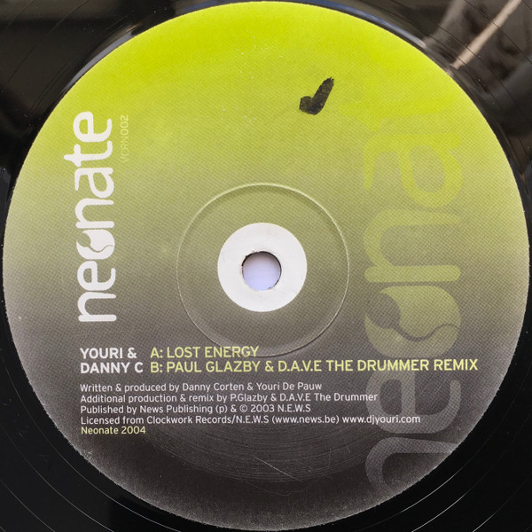 Lost Energy by Youri & Danny C (3) - 12", UK. 2004. Electronic/Techno Mint (M) Near Mint (NM or M-) vinyl Nottingham.