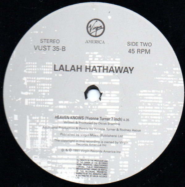Baby Don't Cry / Heaven Knows by Lalah Hathaway - 12", UK. 1991. Funk / Soul/Downtempo, Soul Very Good Plus (VG+) Very Good Plus (VG+) - vinyl For Sale in Nottingham. - 4