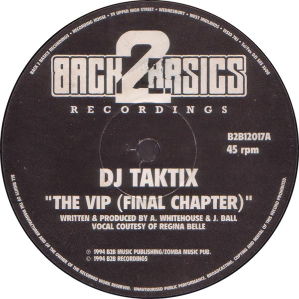 The VIP (Final Chapter) / T Plays It Cool by DJ Taktix - 12", UK. 1994. Electronic/Jungle Very Good Plus (VG+) Very Good (VG) - vinyl For Sale in Nottingham. - 3