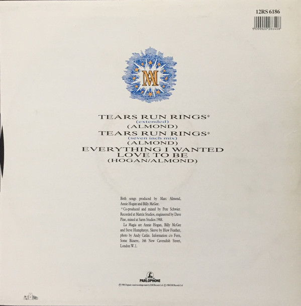 Tears Run Rings by Marc Almond - 12", S/Sided, Etch, UK. 1988. Electronic, Rock, Pop/Pop Rock, Synth-pop Very Good Plus (VG+) Very Good (VG) - vinyl For Sale in Nottingham. - 2