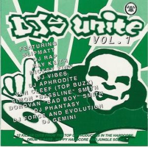 DJs Unite Vol. 1 by Various - 2xLP, Comp, UK. 1994. Electronic/Drum n Bass, Jungle, Happy Hardcore Near Mint (NM or M-) Near Mint (NM or M-) vinyl Nottingham.