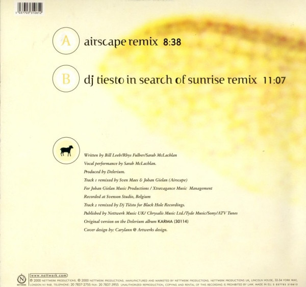 Silence (Remixes By Airscape And Dj Tiësto) by Delerium Featuring Sarah McLachlan - 12", Single, UK. 2000. Electronic/Trance Very Good Plus (VG+) Very Good Plus (VG+) - vinyl For Sale in Nottingham. - 2