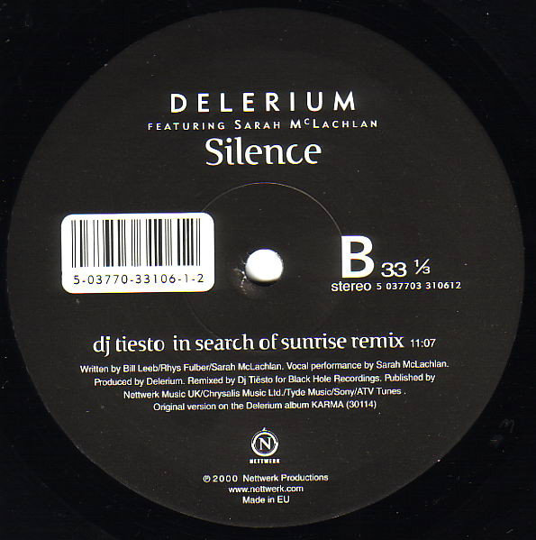 Silence (Remixes By Airscape And Dj Tiësto) by Delerium Featuring Sarah McLachlan - 12", Single, UK. 2000. Electronic/Trance Very Good Plus (VG+) Very Good Plus (VG+) - vinyl For Sale in Nottingham. - 4