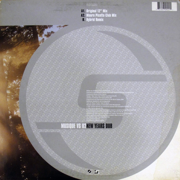 New Years Dub by Musique (2) Vs U2 - 12", Europe. 2001. Electronic/Progressive House, Breaks, Techno Very Good Plus (VG+) Good Plus (G+) - vinyl For Sale in Nottingham. - 2